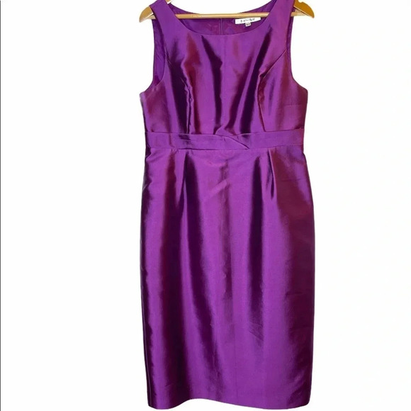 L.K. Bennett Silk Wool Purple Shift Sheath Dress - Picture 2 of 16